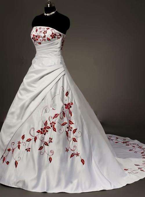 WEDDING DRESS/GOWN WITH RED  - Get Tiara for FREE