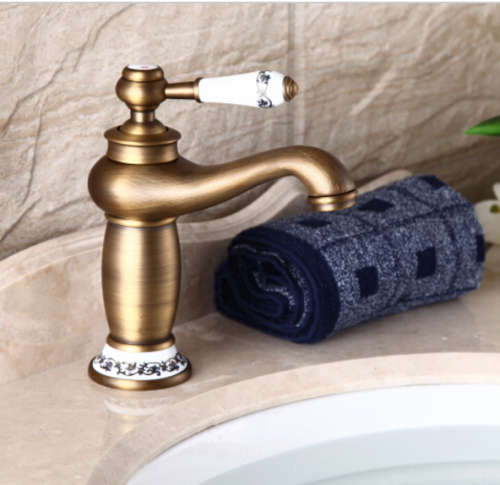 Floral and brass bathroom mixer
