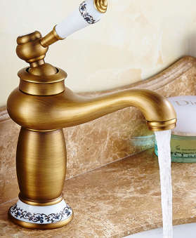 Floral and brass bathroom mixer