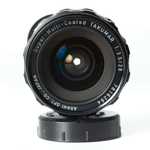 Super-Multi-Coated Takumar 28mm f3.5 and lens hood