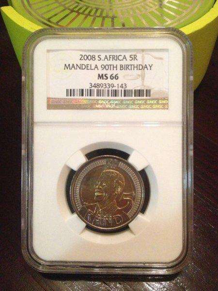 10X MS66 2008 MANDELA 90TH BIRTHDAY R5 COIN NGC!!!