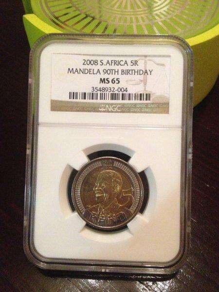 10X MS65 2008 MANDELA 90TH BIRTHDAY R5 COIN NGC!!!