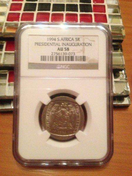 !!!AU58!!!1994 Pesidential R5 coin !!!BUILDING AT BACK!!!