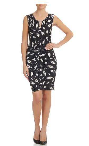 LEAF PRINT BLACK/WHITE DRESS - CRAVE (MED)