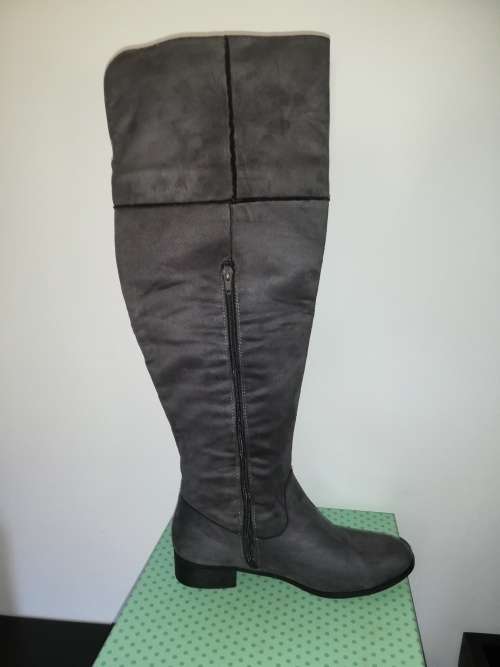 Grey Over the Knee Boots - Miladys (8)