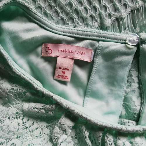 MINT GREEN LACE MAXI DRESS (28-30 XS)  FULLY LINED