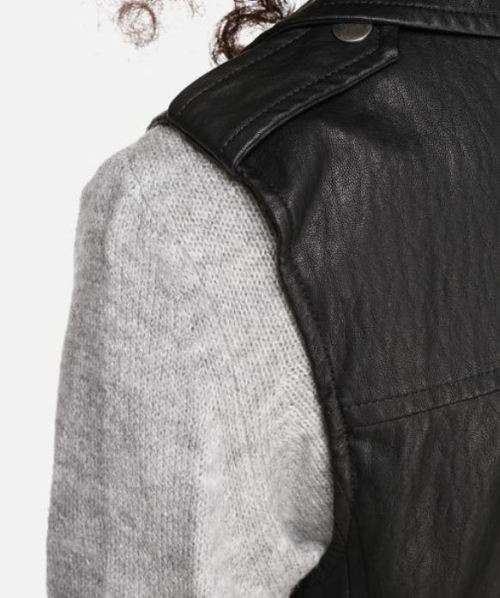 LADIES SLEEVELESS PU BIKER JACKET - ONLY (UK10)