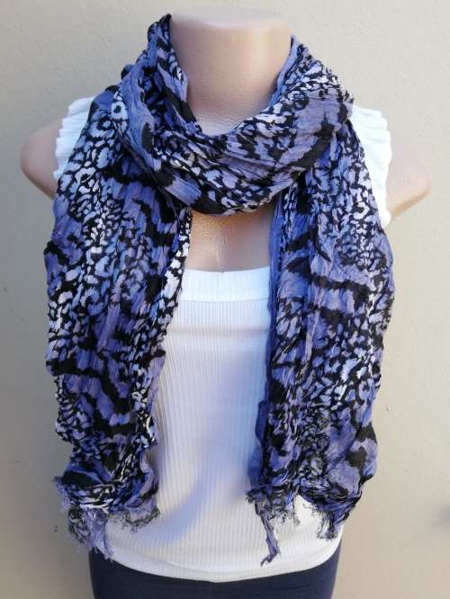 LADIES SCARF - BLACK and GREY ANIMAL PRINT