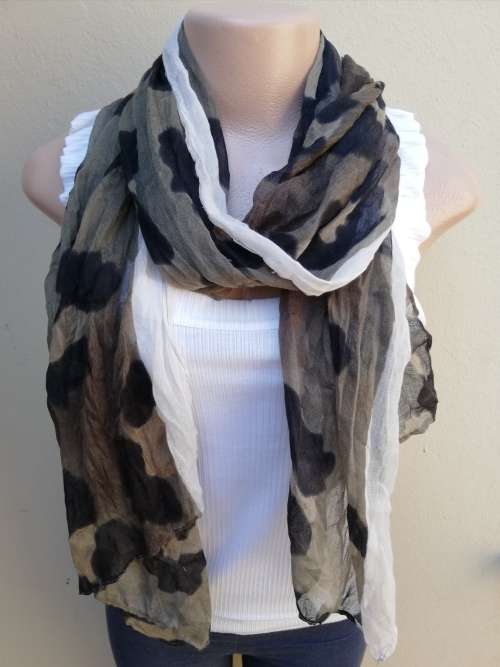 LADIES SCARF - BROWN, BLACK & BEIGE ANIMAL PRINT