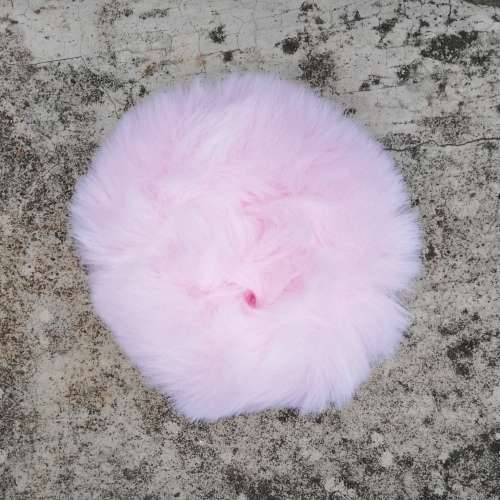 FLUFFY FAUX FUR PONYTAIL WRAP - PINK