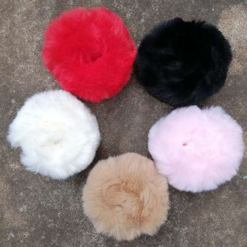 FLUFFY FAUX FUR PONYTAIL WRAP - PINK