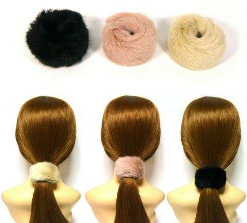 FLUFFY FAUX FUR PONYTAIL WRAP - PINK