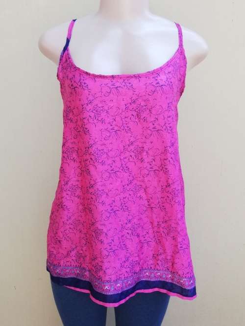 PINK & NAVY SILKY SILKY TOP - 34