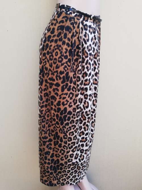 LEOPARD PRINT MAXI SKIRT WITH BELT - BROWN (36)
