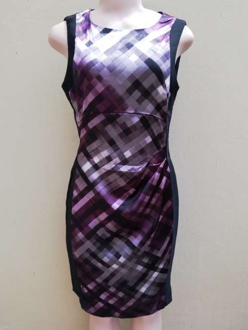 PURPLE SATIN DRESS WITH BLACK PANELING (12)