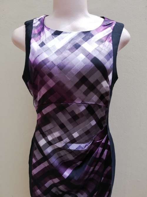 PURPLE SATIN DRESS WITH BLACK PANELING (12)