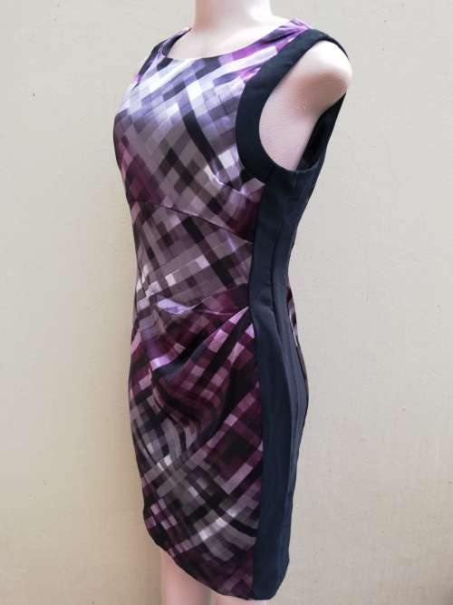 PURPLE SATIN DRESS WITH BLACK PANELING (12)