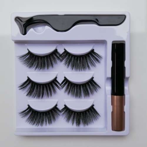 EYELASHES WITH MAGNETIC EYELINER (3 PAIRS IN BOX)
