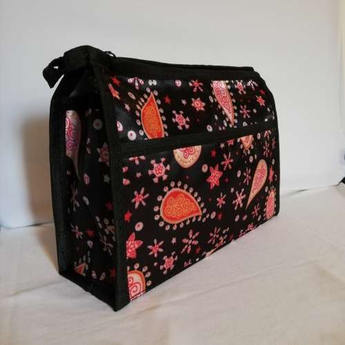COSMETICS BAG / PURSE 23cm x 15.5cm - BLACK PAISLEY