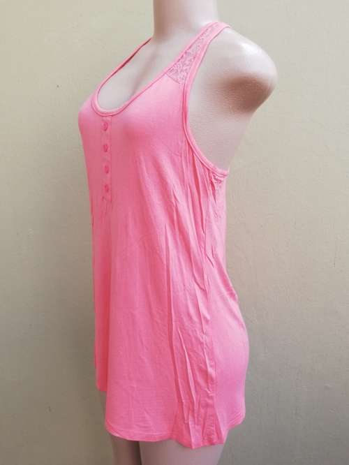 PEACH RACER BACK TOP WITH LACE - LARGE