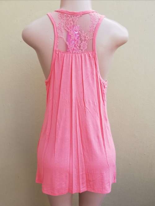 PEACH RACER BACK TOP WITH LACE - LARGE