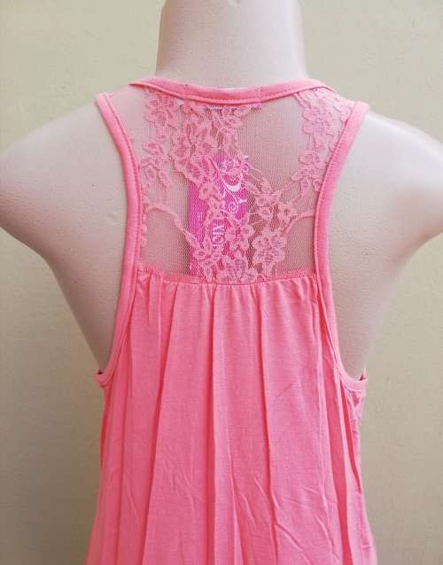 PEACH RACER BACK TOP WITH LACE - LARGE