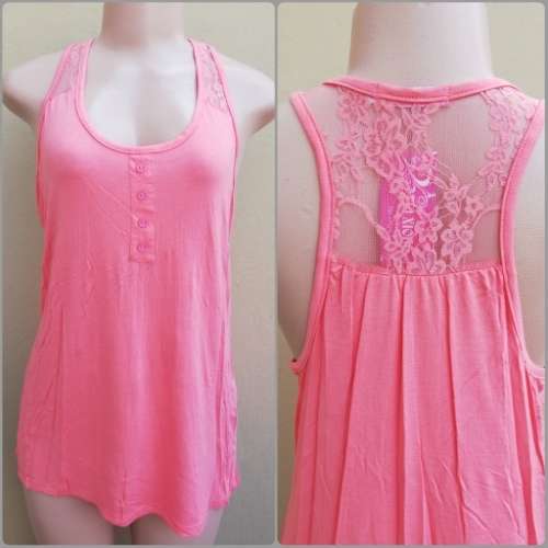 PEACH RACER BACK TOP WITH LACE - LARGE
