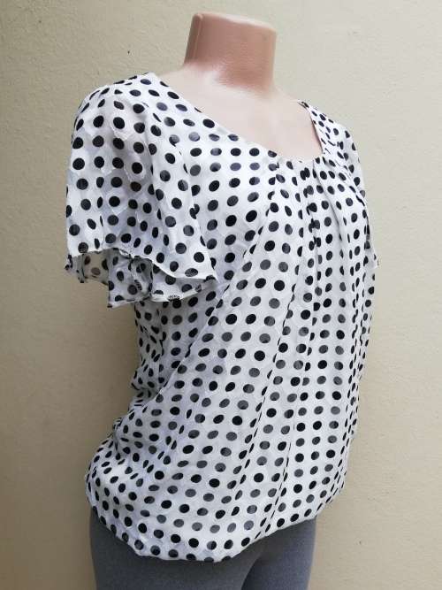 WHITE CHIFFON TOP WITH BLACK POLKA DOTS (10) - MERIEN HALL (EDGARS)