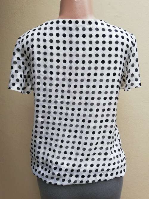 WHITE CHIFFON TOP WITH BLACK POLKA DOTS (10) - MERIEN HALL (EDGARS)