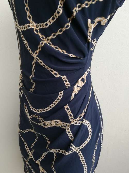BLACK DRESS WITH GOLD PRINT - SMALL