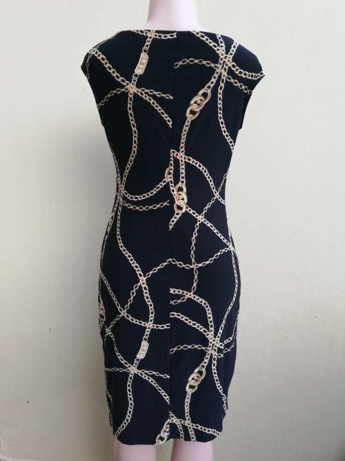 BLACK DRESS WITH GOLD PRINT - SMALL