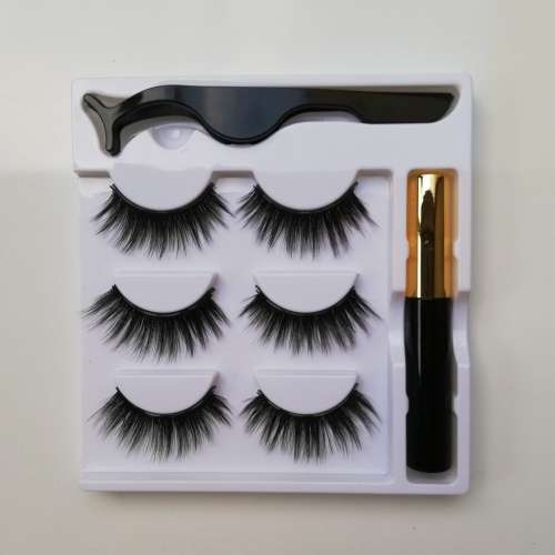 EYELASHES WITH MAGNETIC EYELINER (3 PAIRS IN BOX) 3D 65