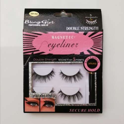 EYELASHES WITH MAGNETIC EYELINER (3 PAIRS IN BOX) 3D 50