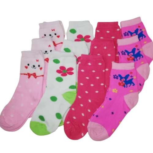 12 PAIRS OF GIRLS SOCKS (SIZE 31-34)