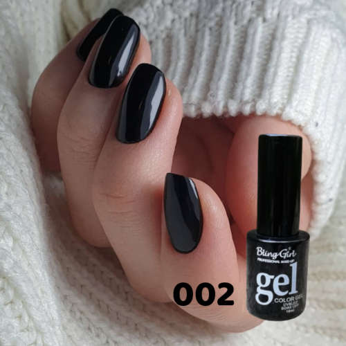 UV Soak Off Gel Color 10ml - BLACK 002