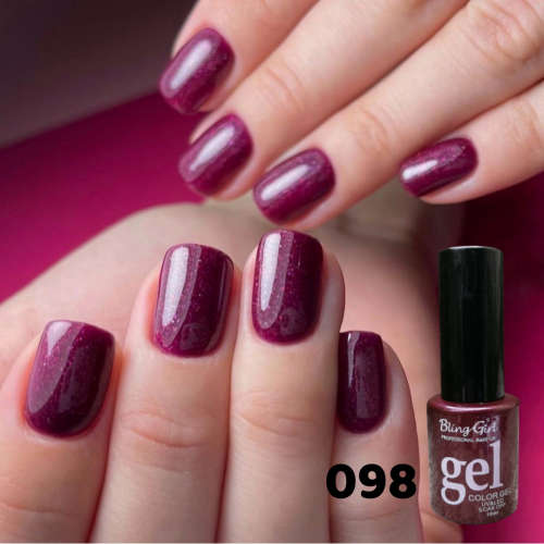 Professional UV Soak Off Gel Color 10ml - DARK CERISE GLITTER 098