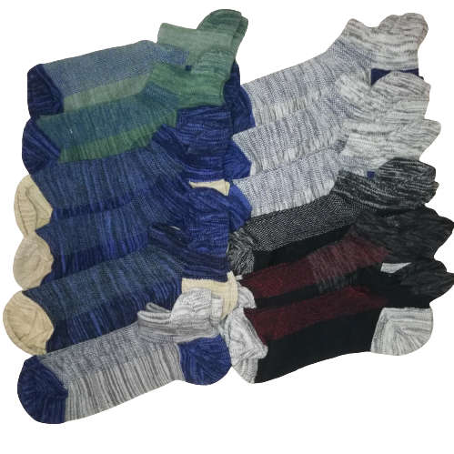 MENS REINFORCED ANKLE SOCKS - 12 PAIRS MOTTEE ZCONIA