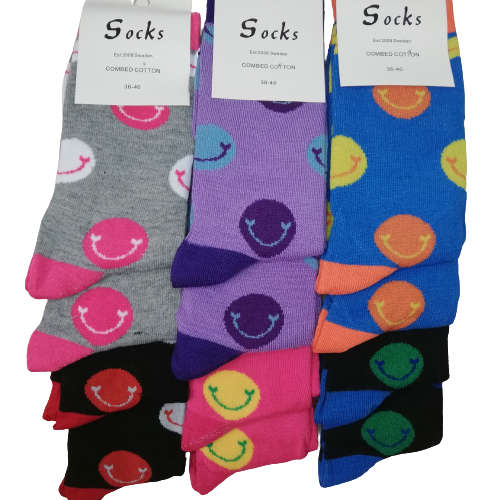 LADIES MIDCALF SOCKS - 12 PAIRS (SMILEY) EXCELLENT QUALITY