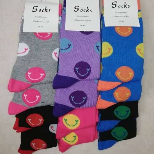 LADIES MIDCALF SOCKS - 12 PAIRS (SMILEY) EXCELLENT QUALITY