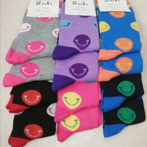 LADIES MIDCALF SOCKS - 12 PAIRS (SMILEY) EXCELLENT QUALITY