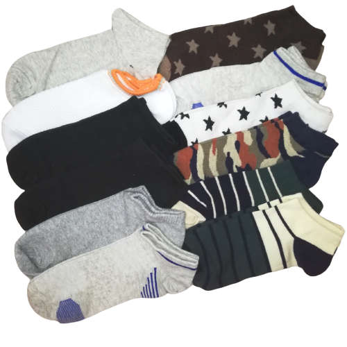 MENS ANKLE SOCKS - 12 PAIRS MIXED