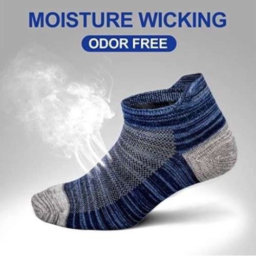 MENS REINFORCED  MOTTEE ZCONIA ANKLE SOCKS (1 PAIR GREY BLUE)