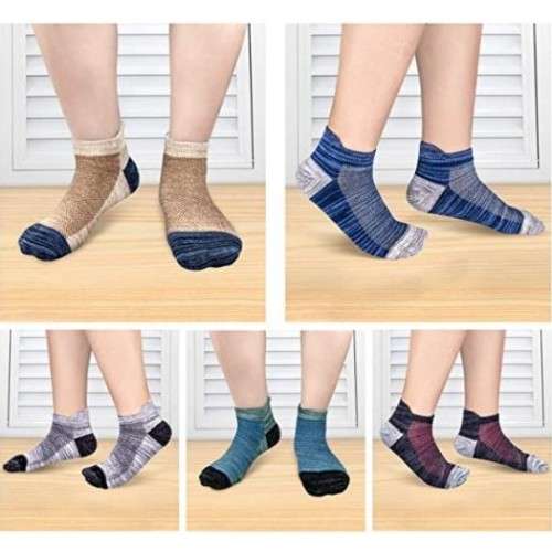 MENS REINFORCED  MOTTEE ZCONIA ANKLE SOCKS (1 PAIR GREY BLUE)