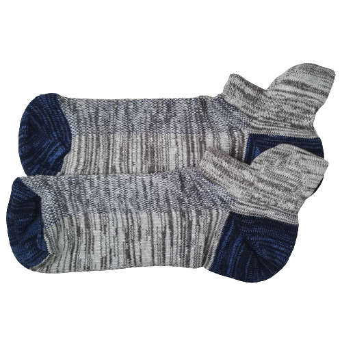 MENS REINFORCED  MOTTEE ZCONIA ANKLE SOCKS (1 PAIR GREY BLUE)