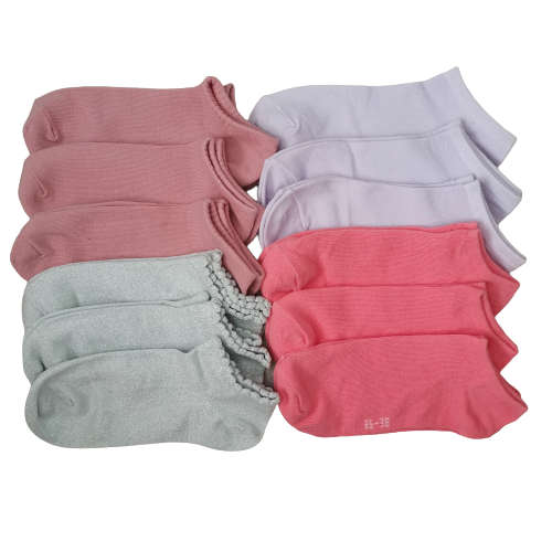LADIES ANKLE SOCKS - 12 PAIRS MIXED PLAIN