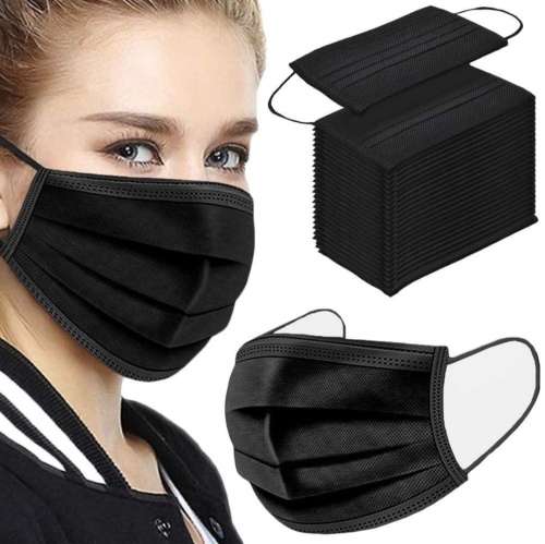 50 DISPOSABLE BLACK FACE MASKS - FACEMASKS