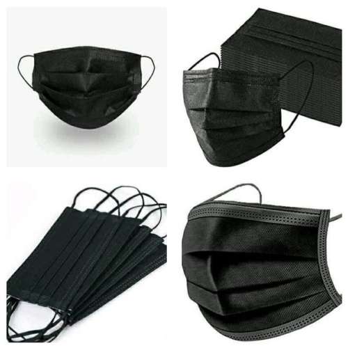 50 DISPOSABLE BLACK FACE MASKS - FACEMASKS
