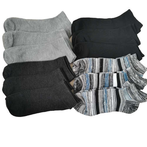 MENS ANKLE SOCKS - 12 PAIRS MIXED