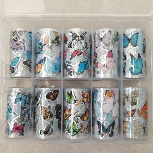 BUTTERFLY PRINT NAIL FOILS (PACK OF 10)