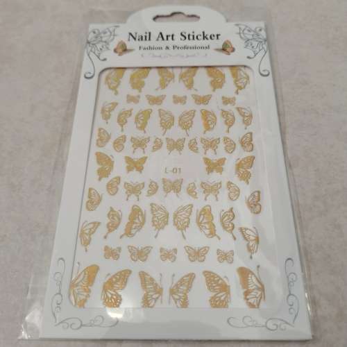 NAIL STICKERS BUTTERFLY GOLD L-01